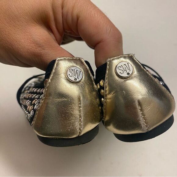 Stuart Weitzman Fannie Sparkle Ballet Flats rhinestone black dress shoes 11 - Picture 5 of 6